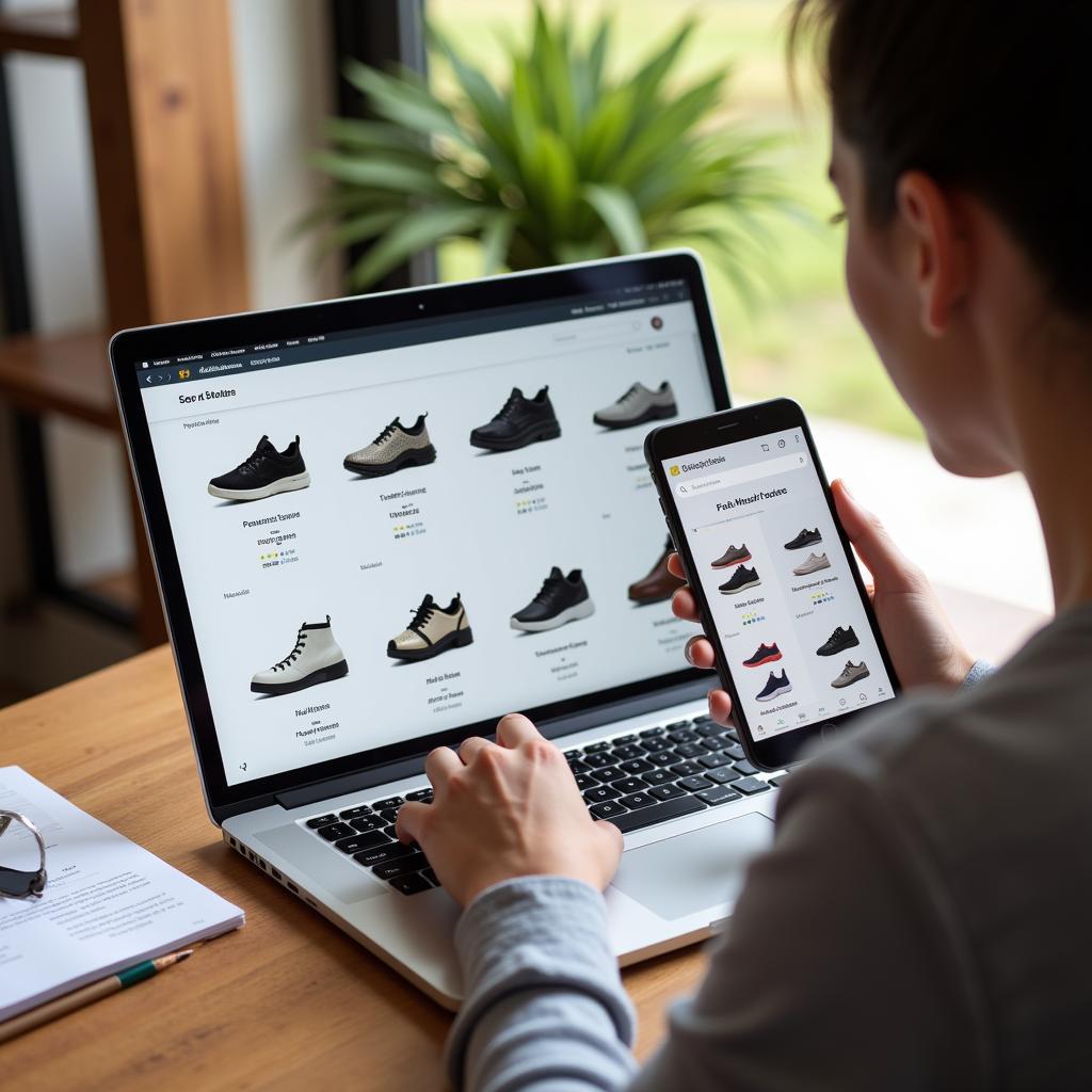 Researching Different Shoe Brands Online