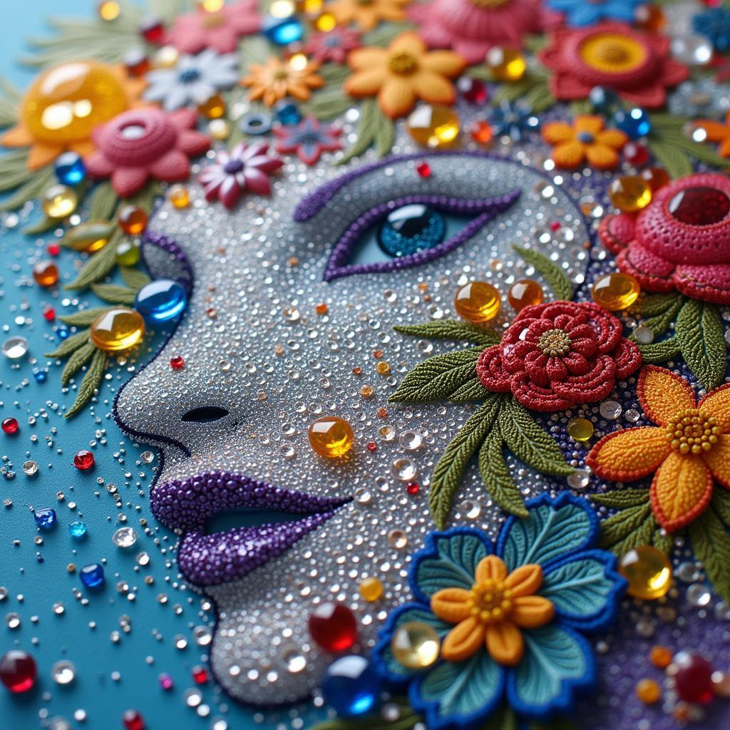 Close-up of a Completed Crystal Creation Diamond Painting