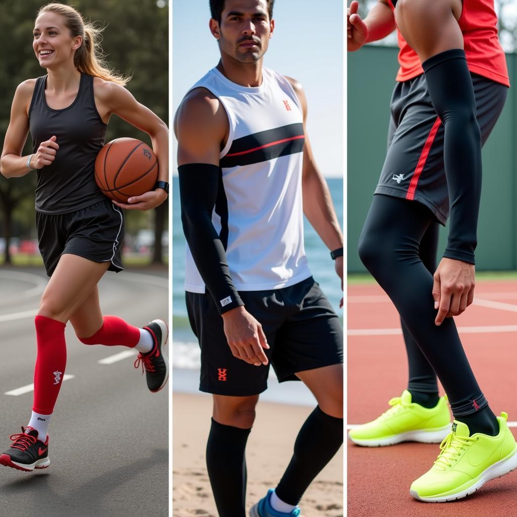 Athletes wearing compression sleeves