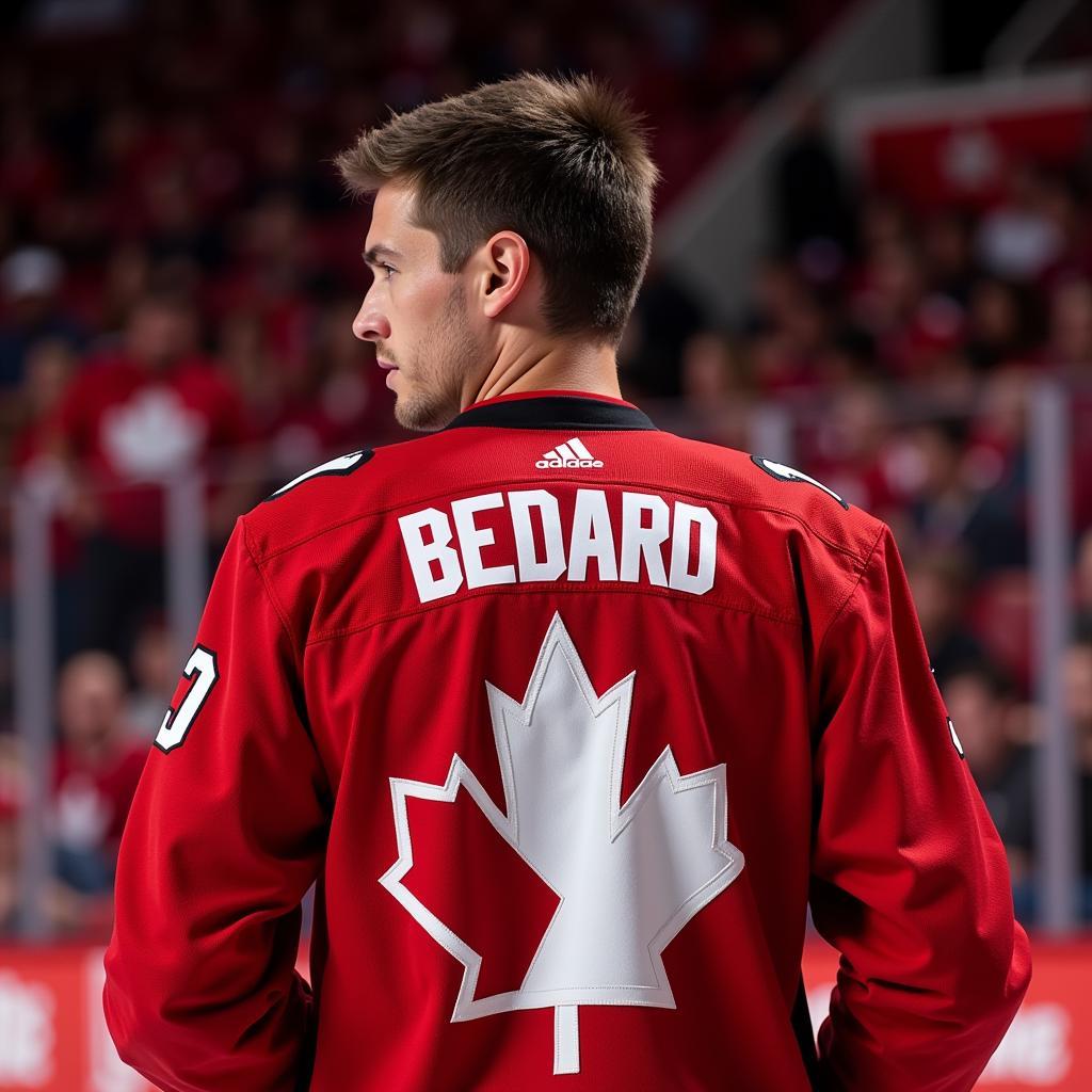 Connor Bedard in his Team Canada Jersey