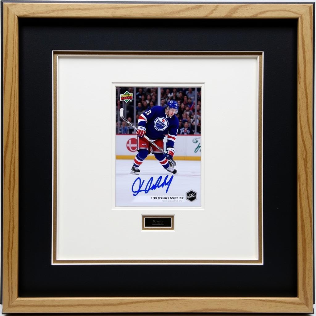 Connor McDavid autographed Upper Deck card in a display case