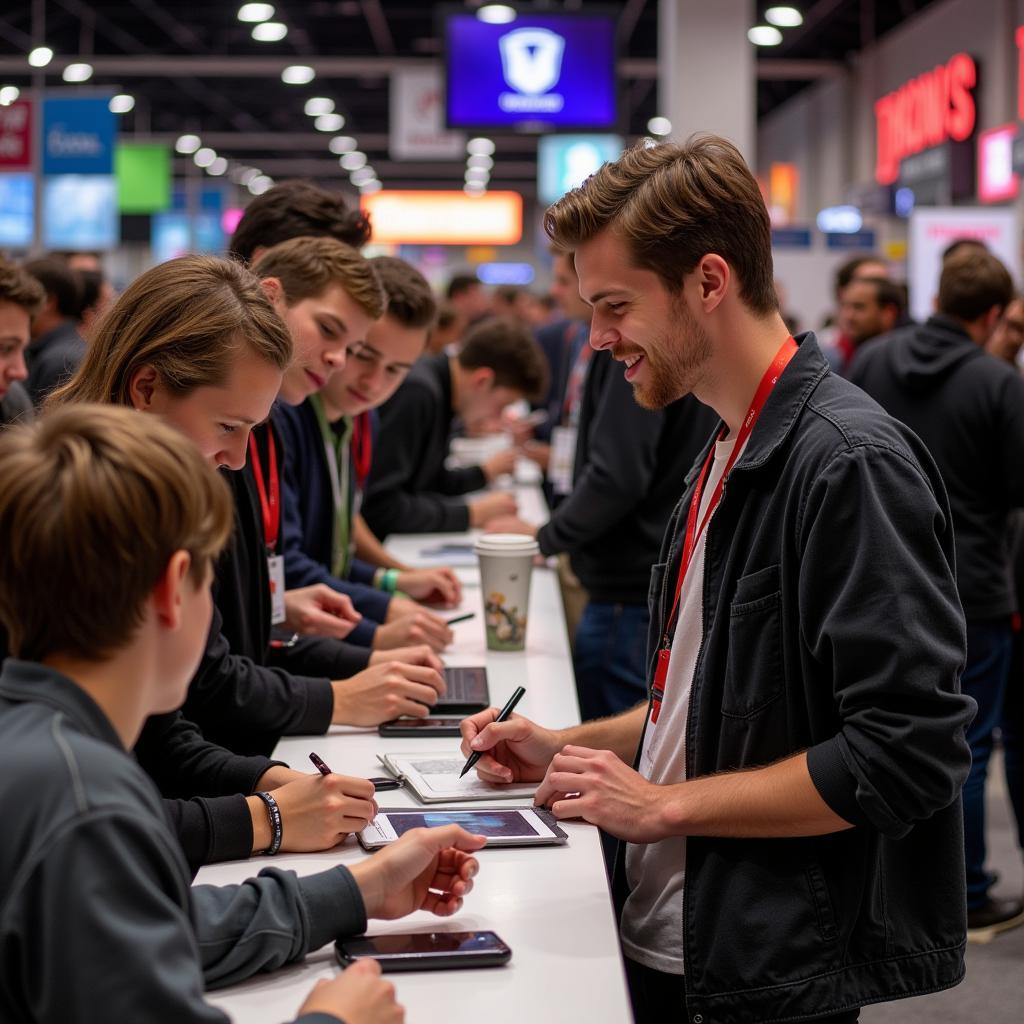 Connor Van Zile meeting fans at a gaming convention