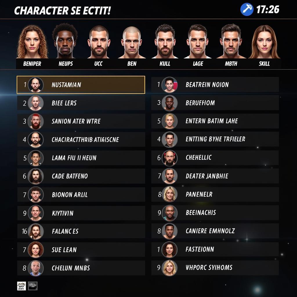 Contender 24 Sport Character Selection Screen