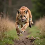 Cougar Leaping onto Prey