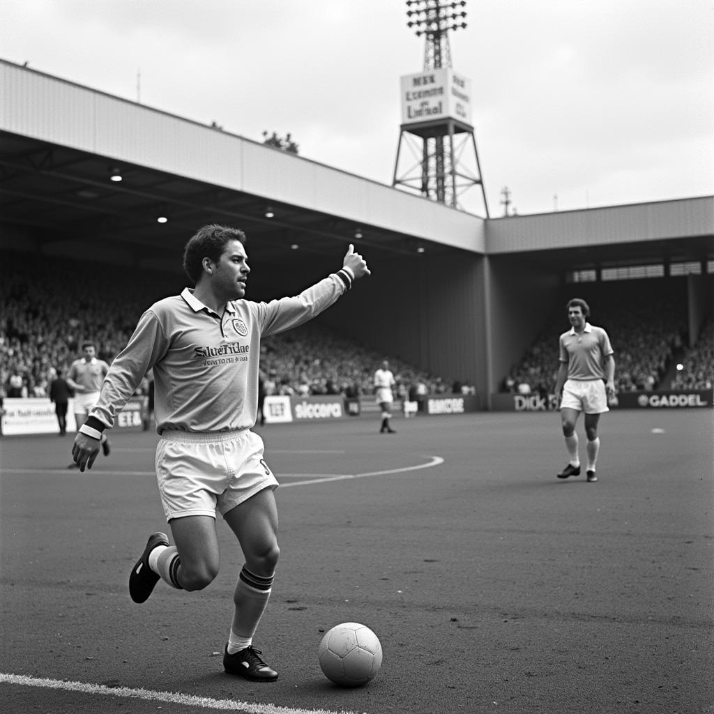 A black and white photograph of a Coventry City match from the past