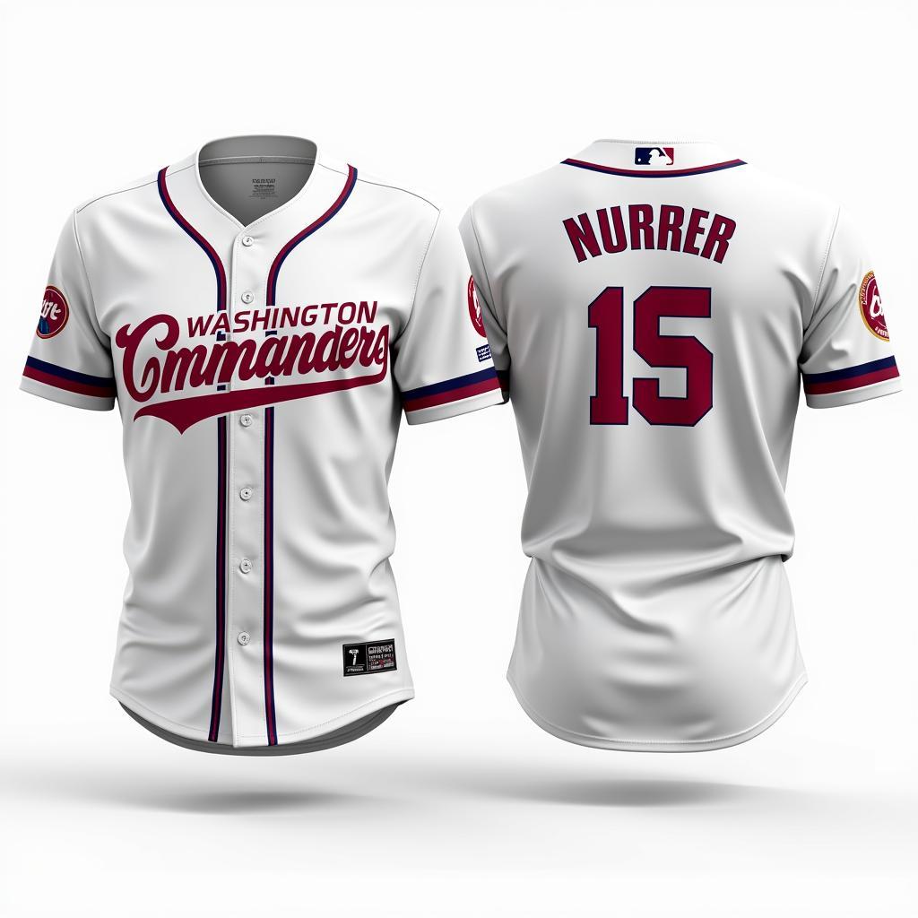 Custom-designed Washington Commanders baseball jersey mockup