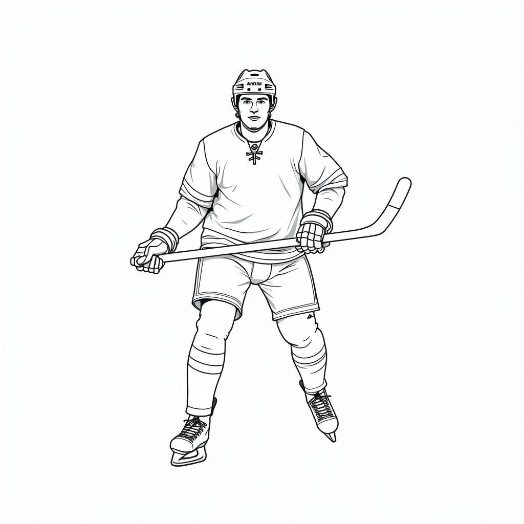 Customizable NHL Coloring Page with Blank Jerseys