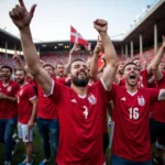 Danish Football Fans Celebrating Victory