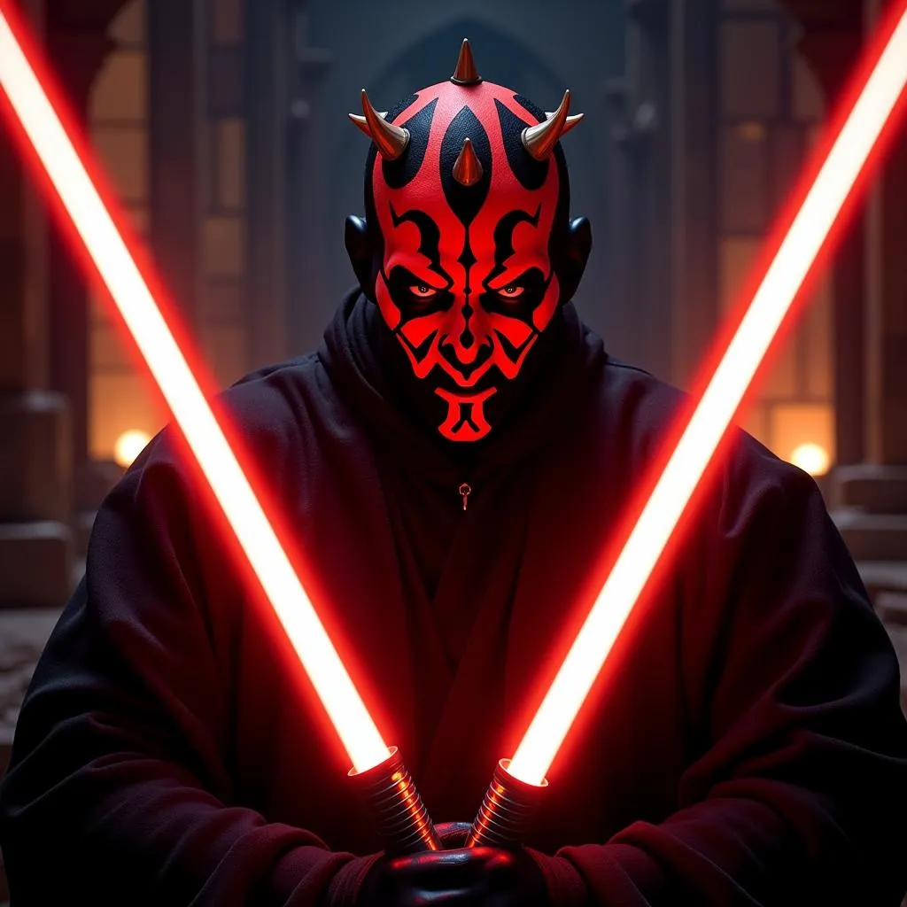 Darth Maul with Dual Red Lightsaber