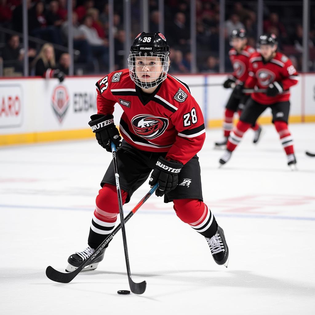 David Pastrnak in action during a Young Guns tournament game