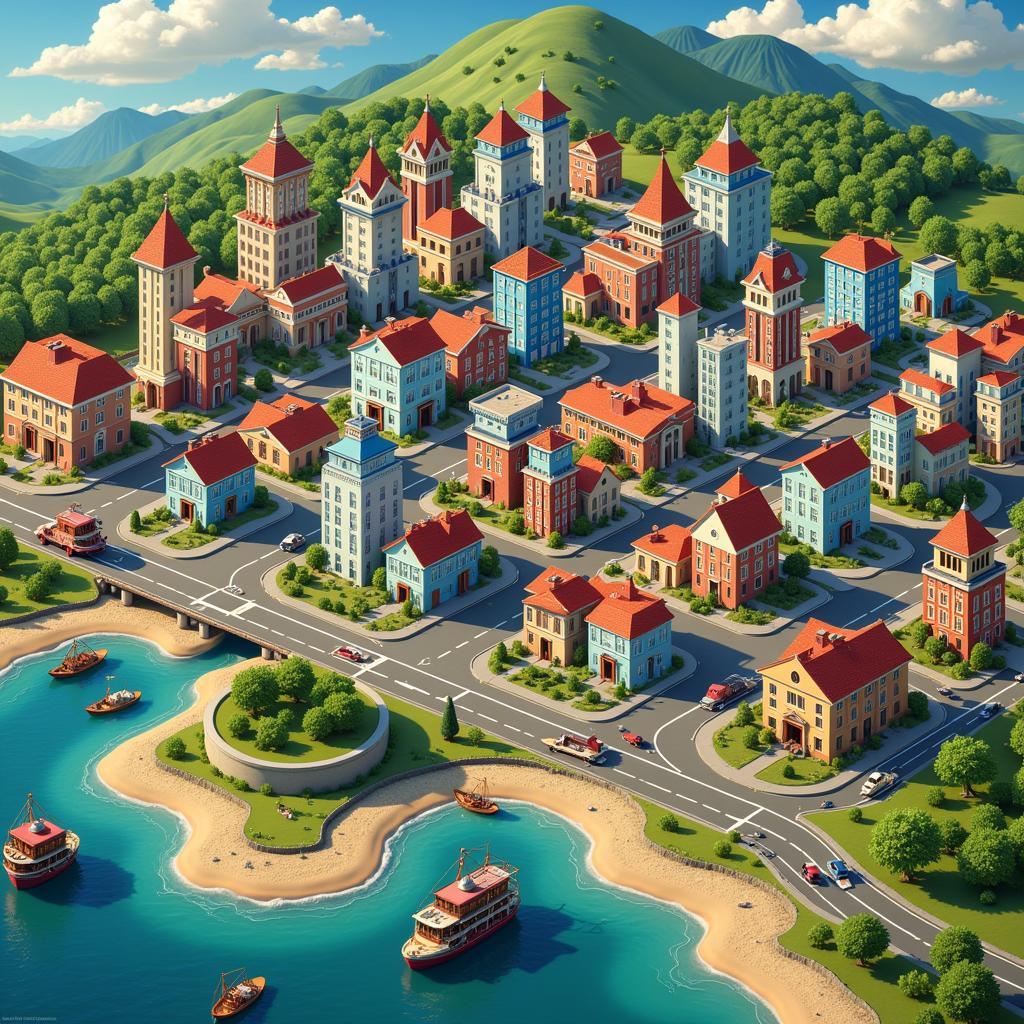 A Bustling Cityscape in a Decorative City Building Game