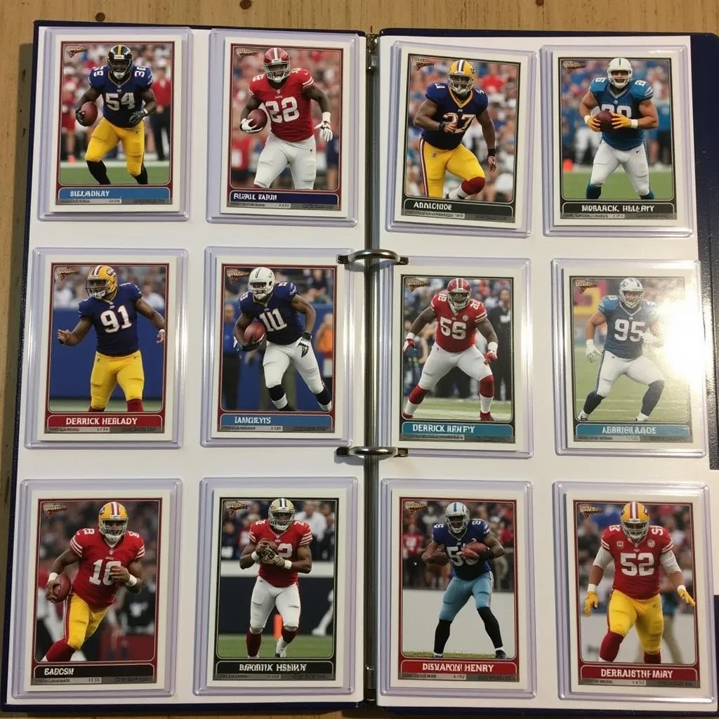 Collection of Derrick Henry Football Cards in Protective Sleeves