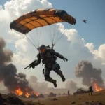 Guardian deploying a powered parachute in a firefight