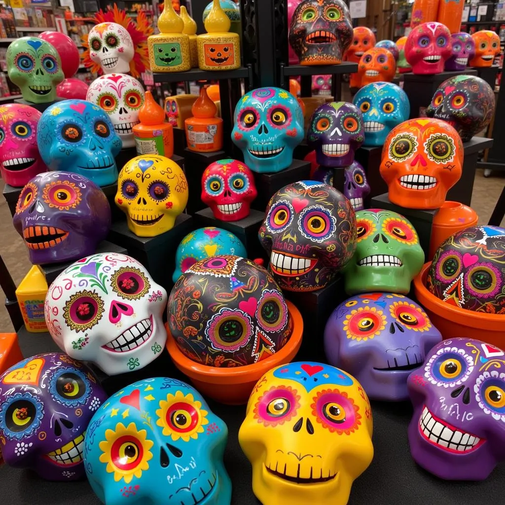 Colorful Dia de Los Muertos decorations on clearance