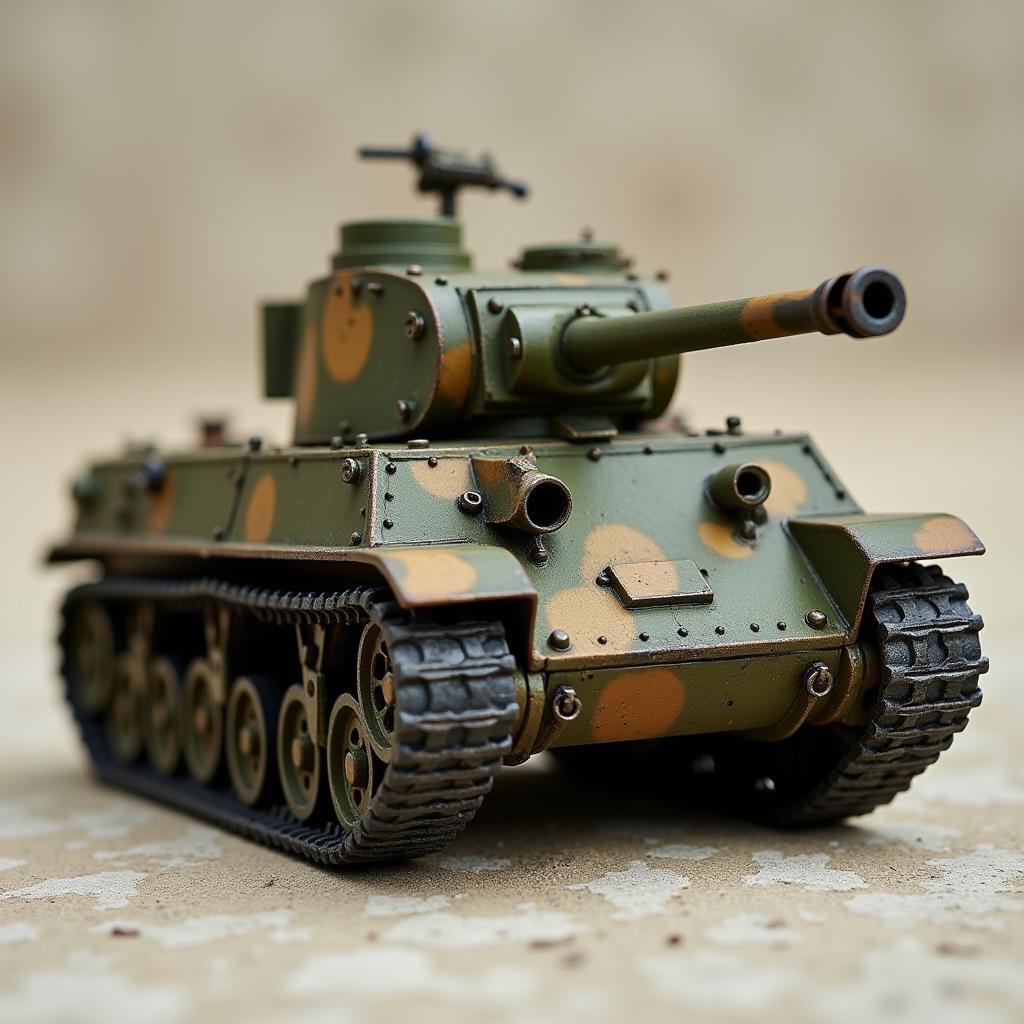 A detailed diecast 1/64 scale tank model