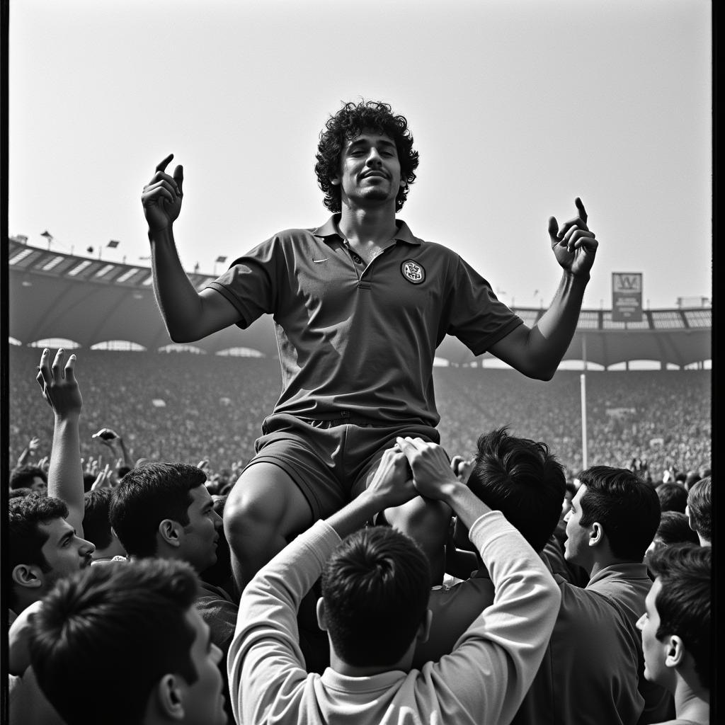 Diego Maradona celebrates with Napoli fans