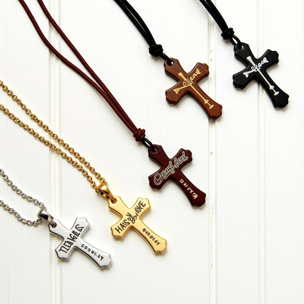 Various styles of baseball necklace crosses showcasing diversity