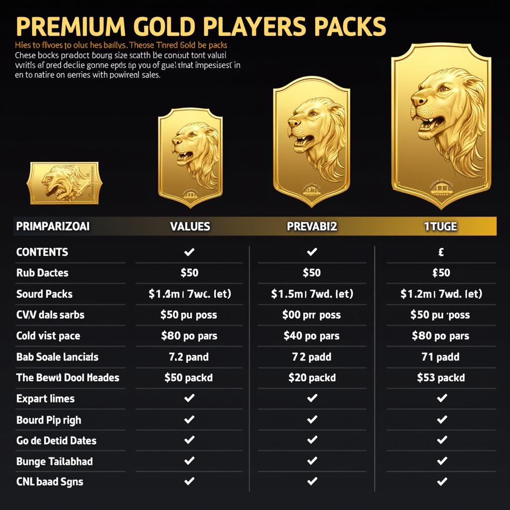 Different Premium Gold Players Packs Comparison