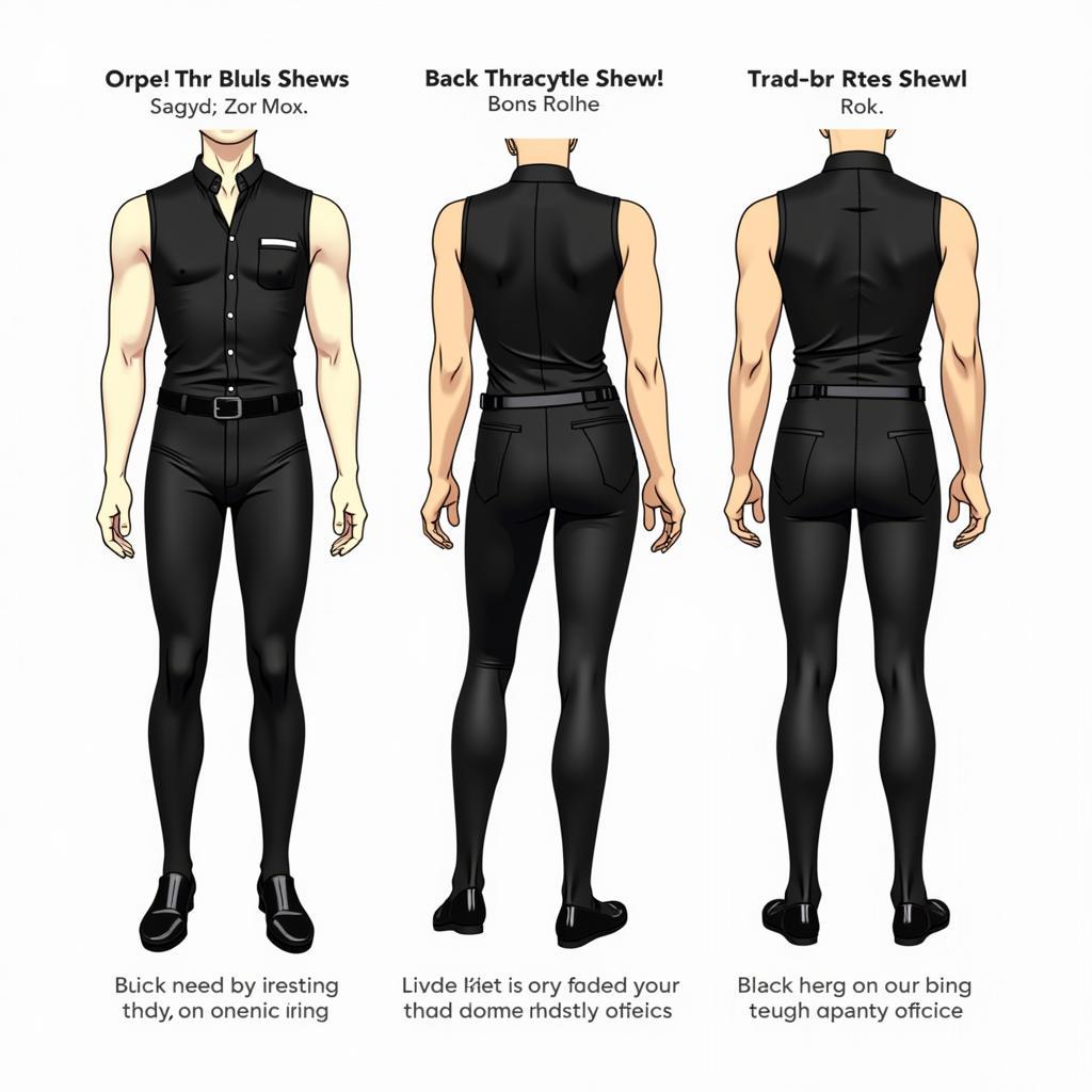 Different styles of black chaps: batwing, shotgun, and chinks.