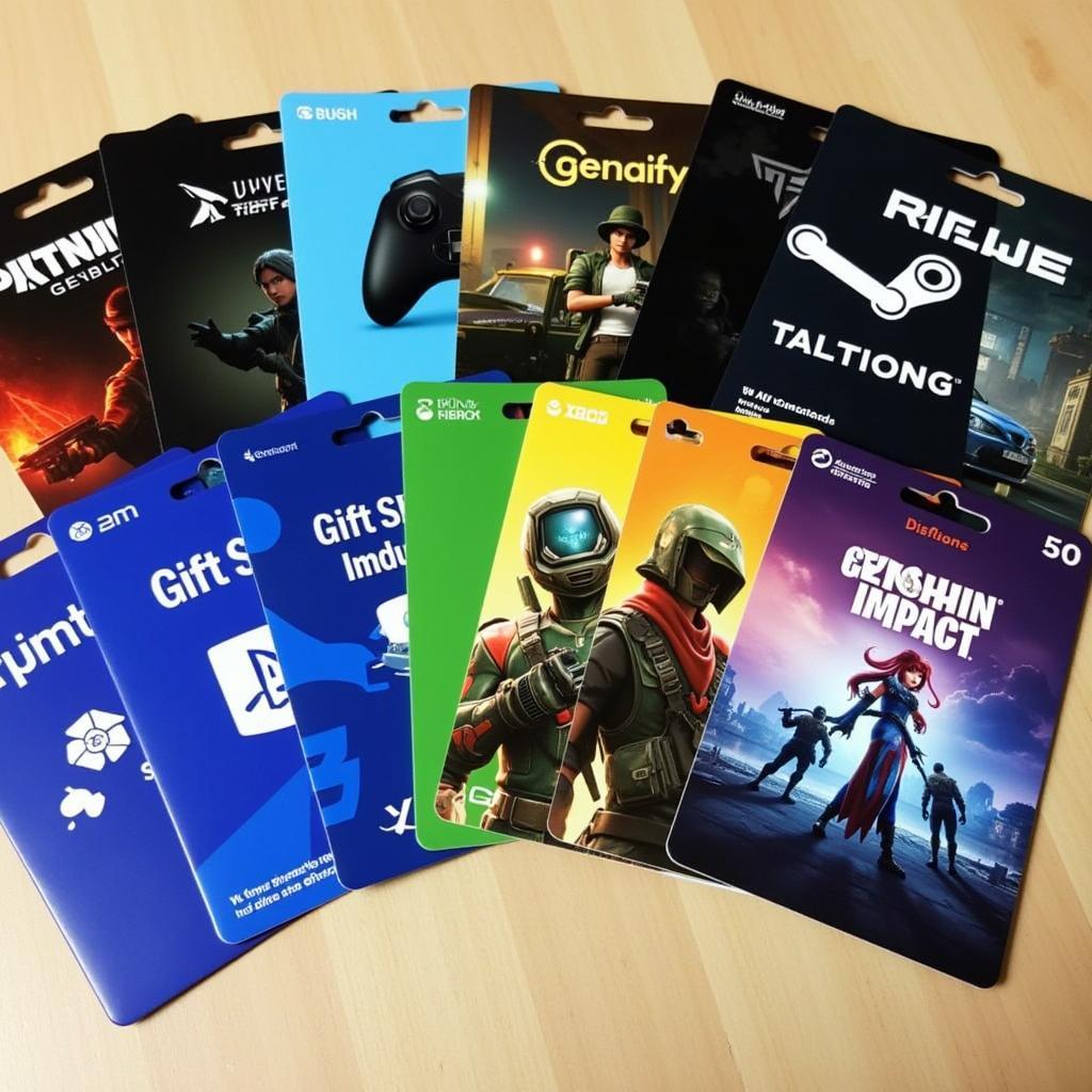 Various Gift P cards for different platforms and games