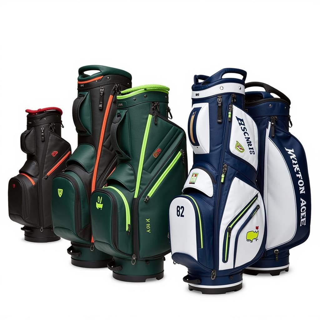 Various Masters Edition Golf Bags on Display