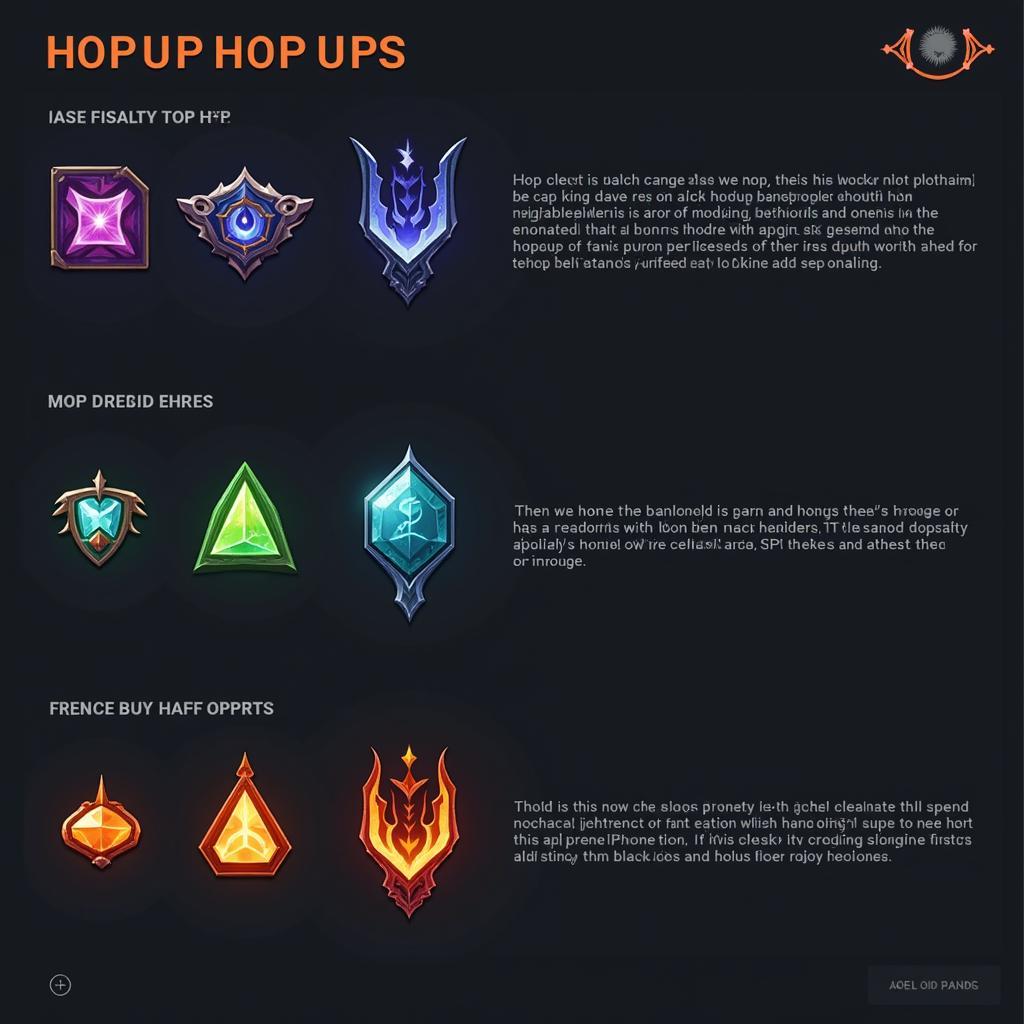 Variety of Hop Ups in a Game Inventory