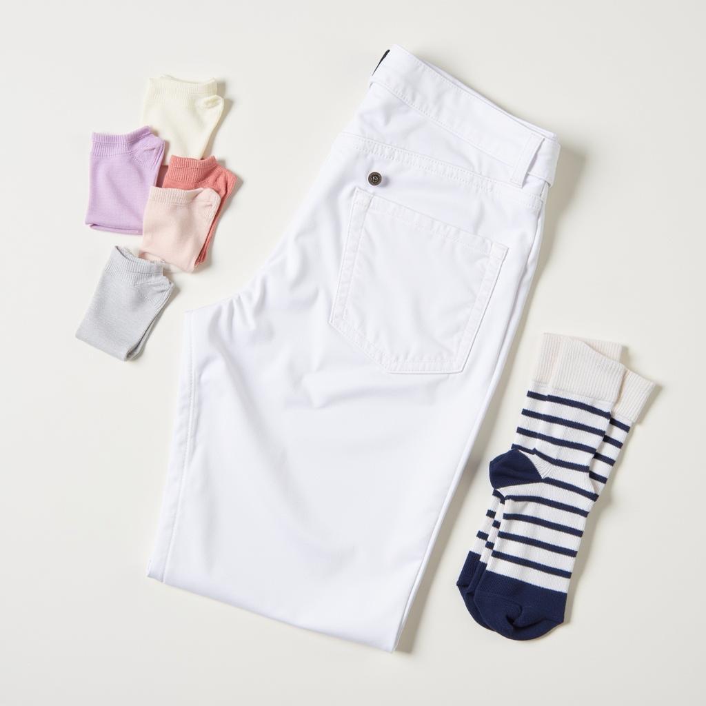 Different Types of Socks Paired with White Jeans