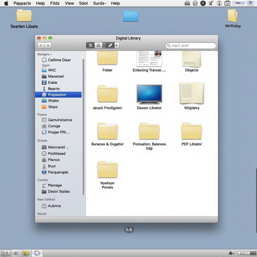 An organized digital library with folders and files