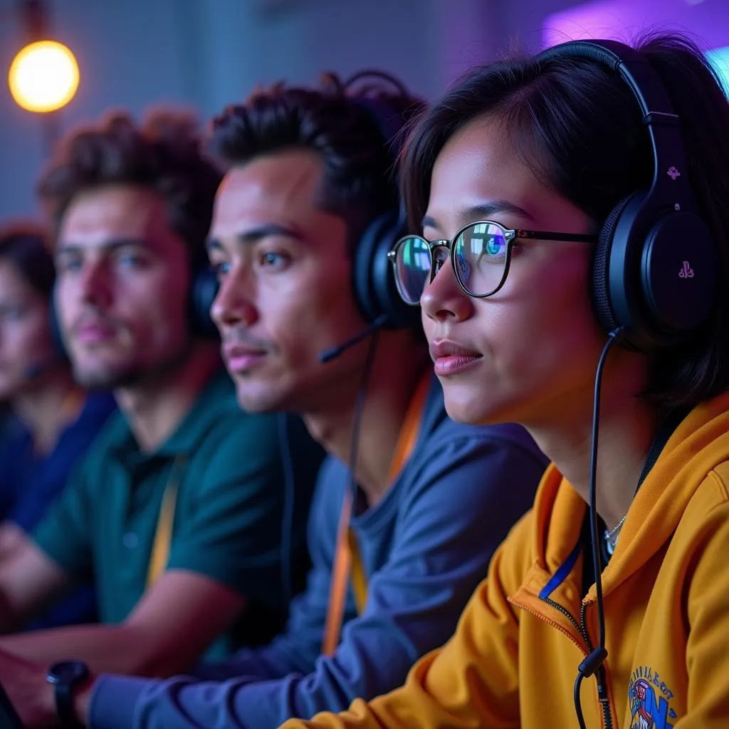 Group of diverse gamers competing fairly