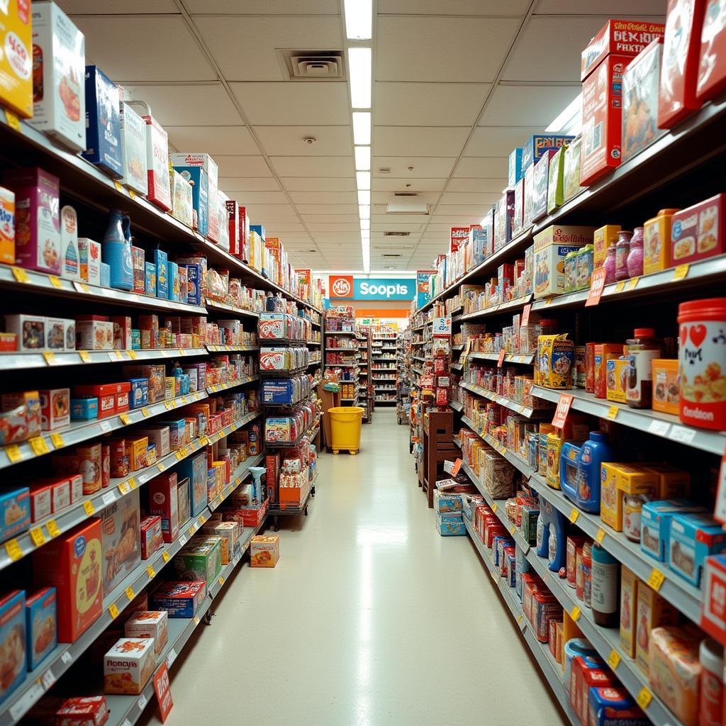 Shoppers Browsing Aisles Overflowing with Products