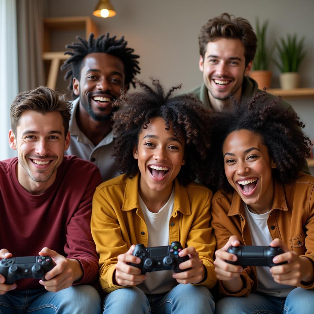 Group of diverse gamers enjoying a game