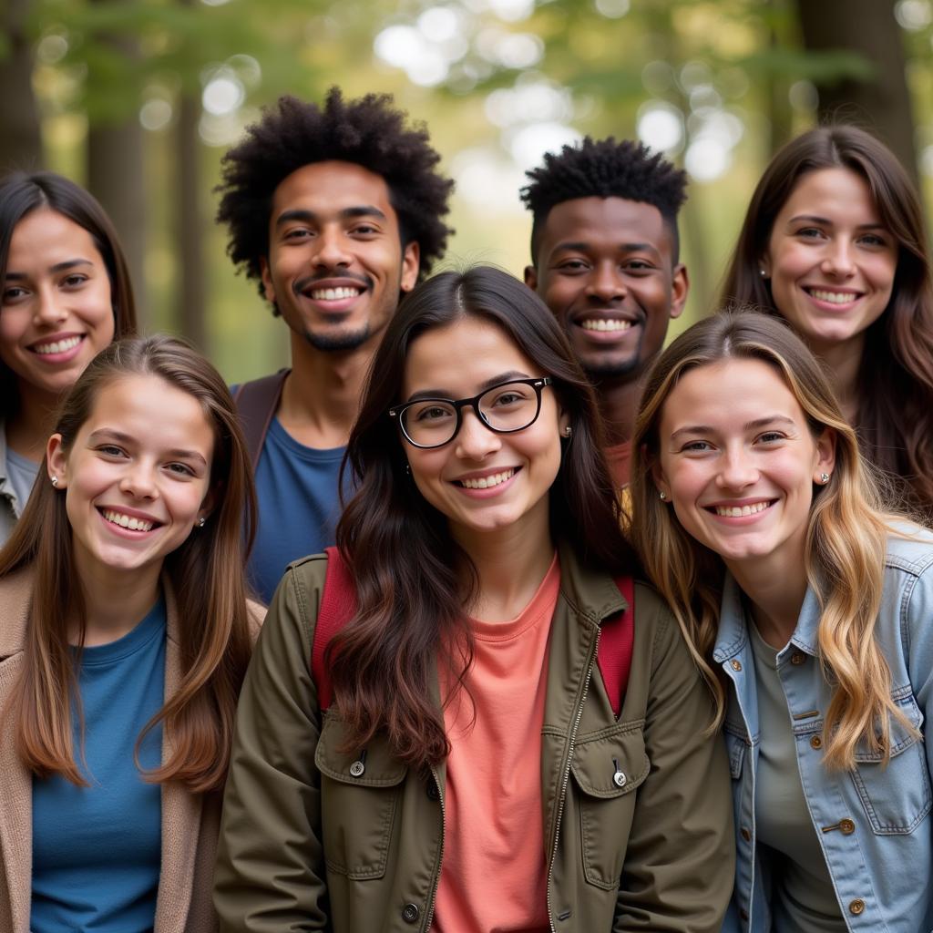 A group of people from various backgrounds and abilities smiling together