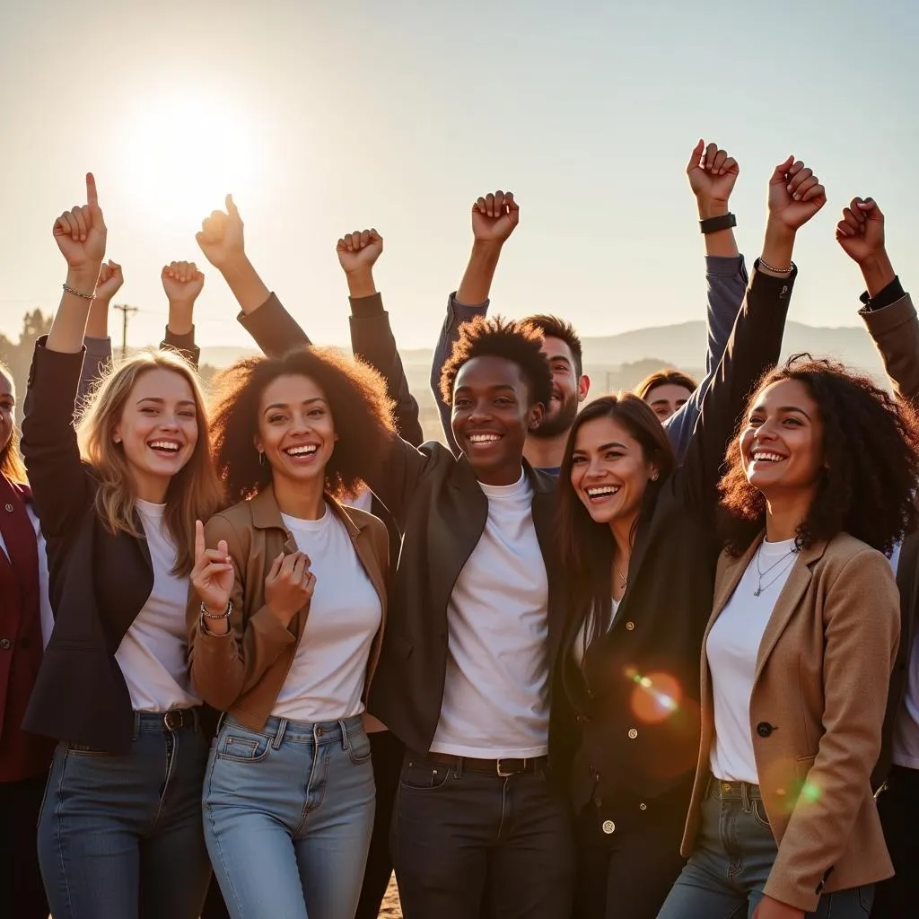 Group Celebrating Success with Unique Strengths