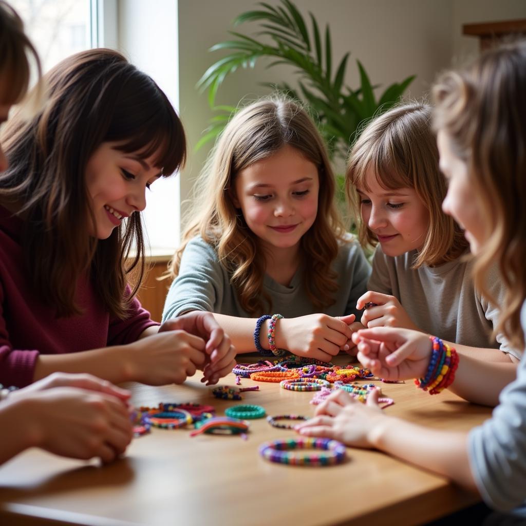 Friends Making DIY Friendship Bracelets