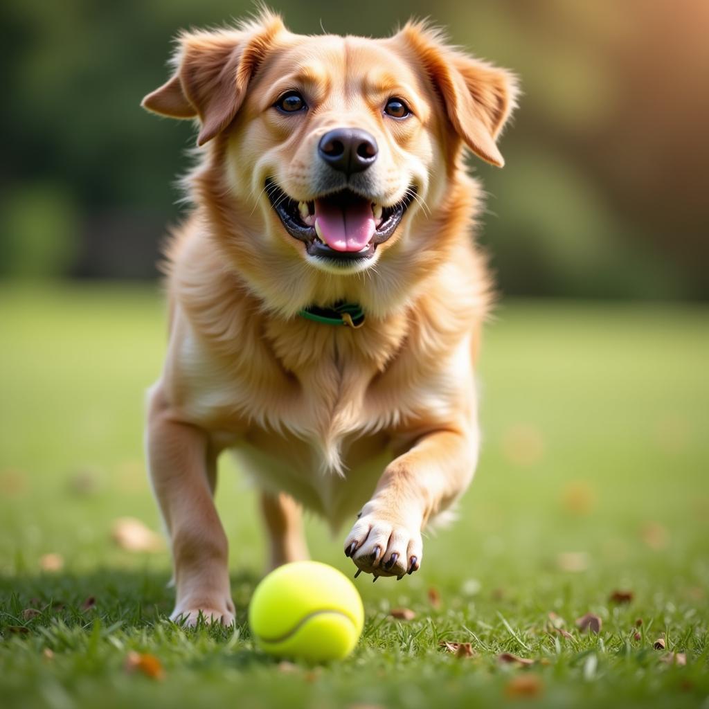 Playful Dog with Yellow Toy