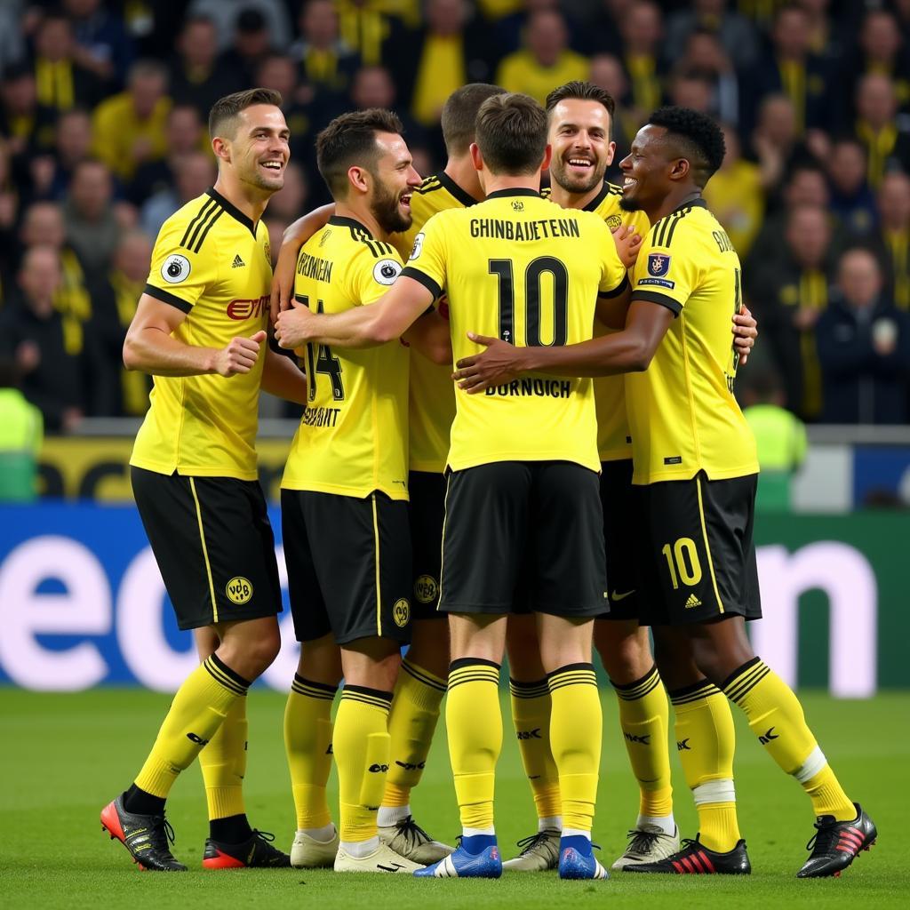  Borussia Dortmund Players Celebrating a Goal