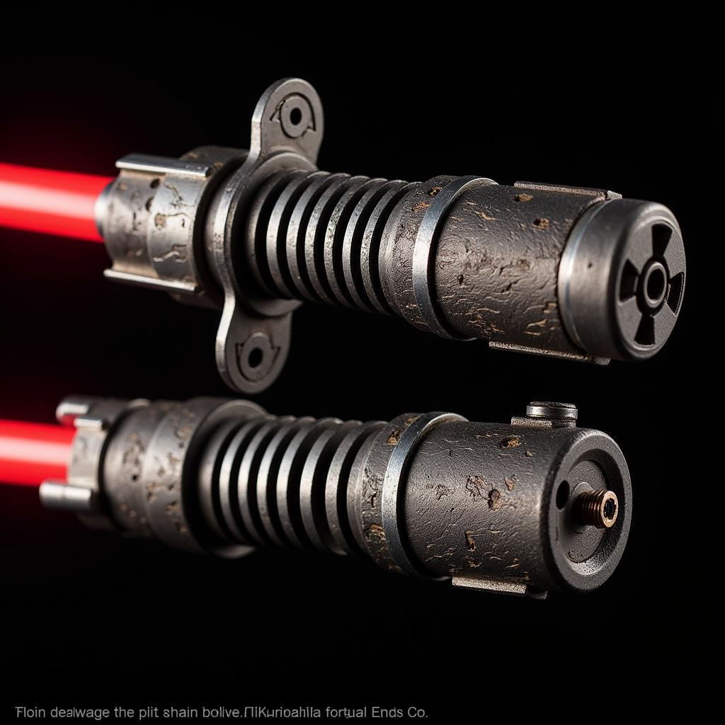 Detailed view of Darth Revan's lightsaber hilt