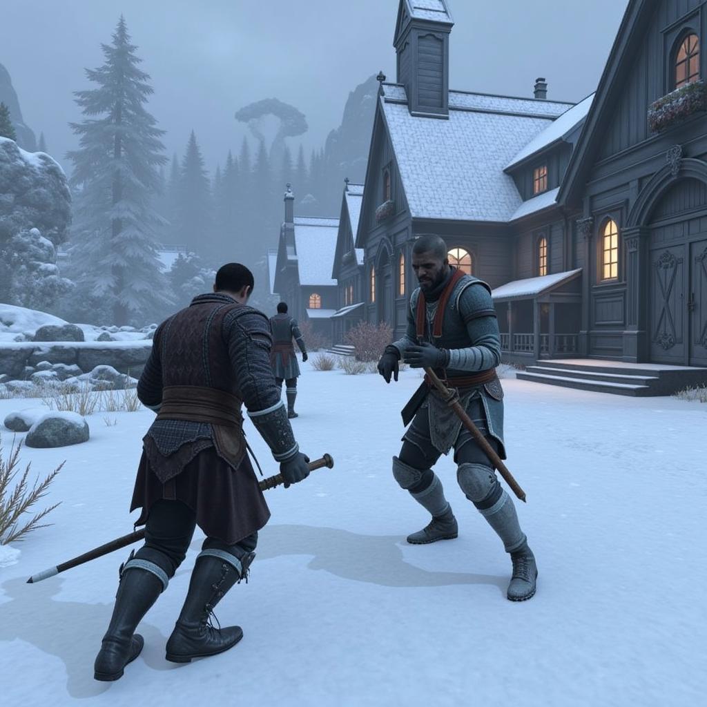 Dragon Age Inquisition Character Affected by Frosty on a Snowy Battlefield