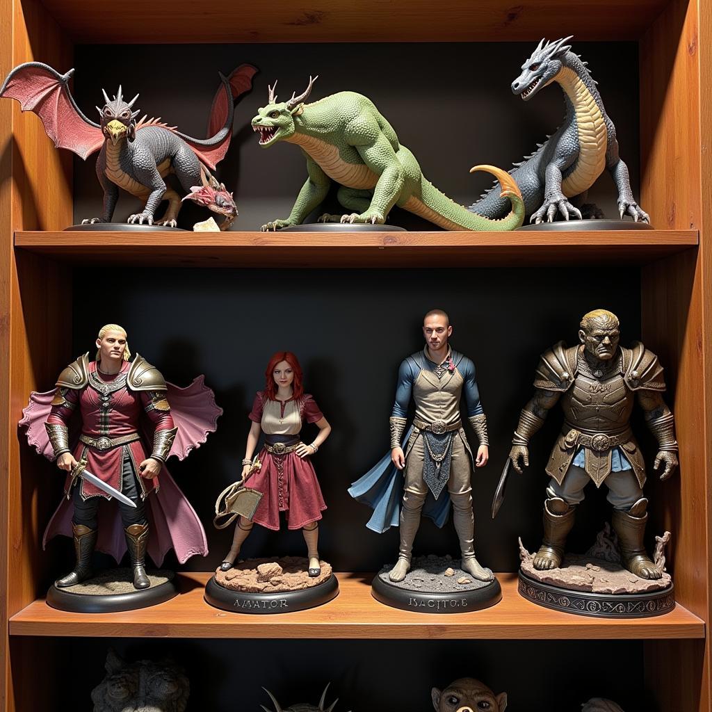 Dragon Age Statue Collection showcasing iconic characters and creatures.