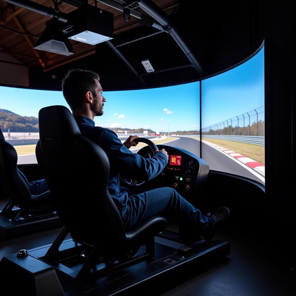 Driver Using Racing Simulator