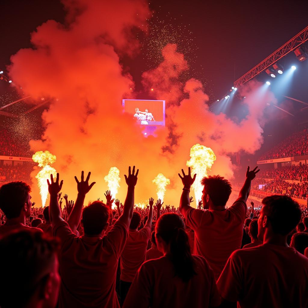 Dutch Football Fans Celebrating a Goal