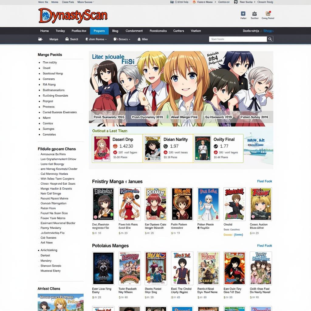 Manga website homepage