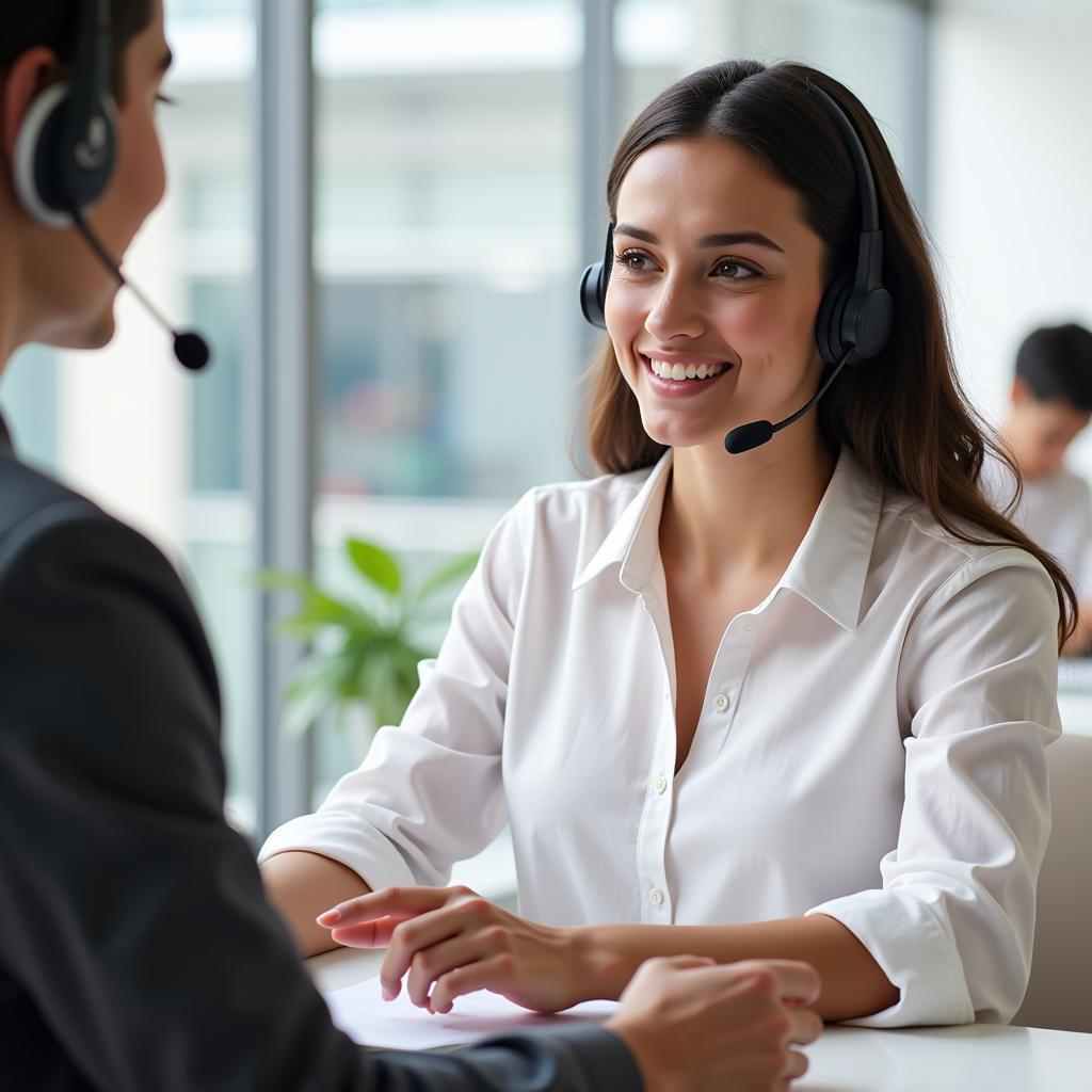 Customer service representative assisting a customer