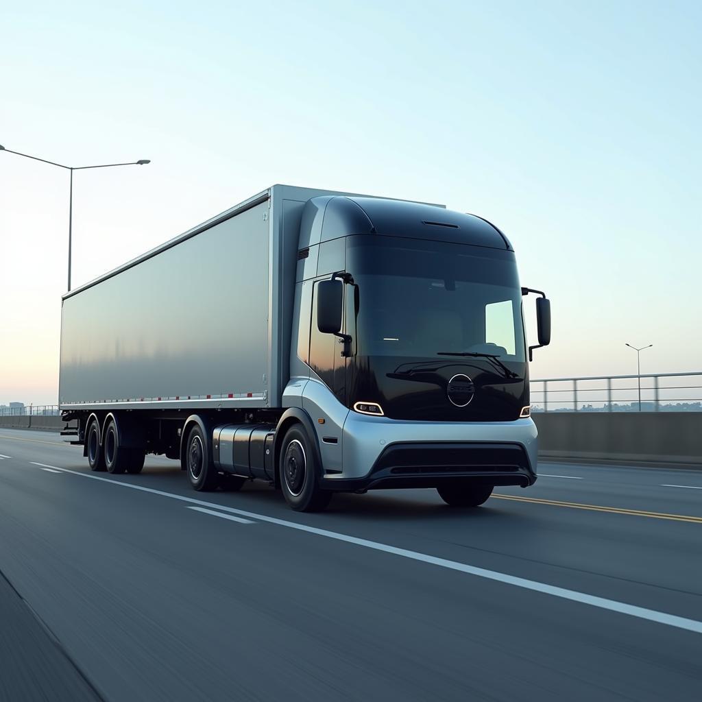 Electric autonomous truck driving on a highway