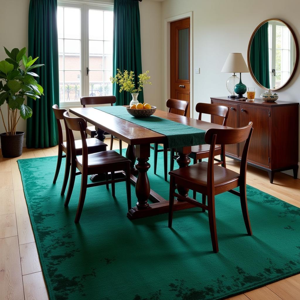 Emerald Green Rug in a Dining Room