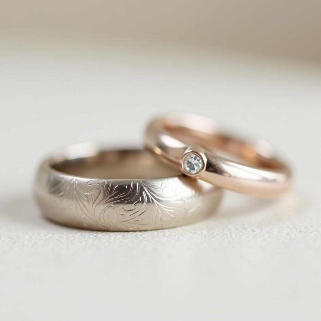 Engraved Wedding Ring with Birthstone