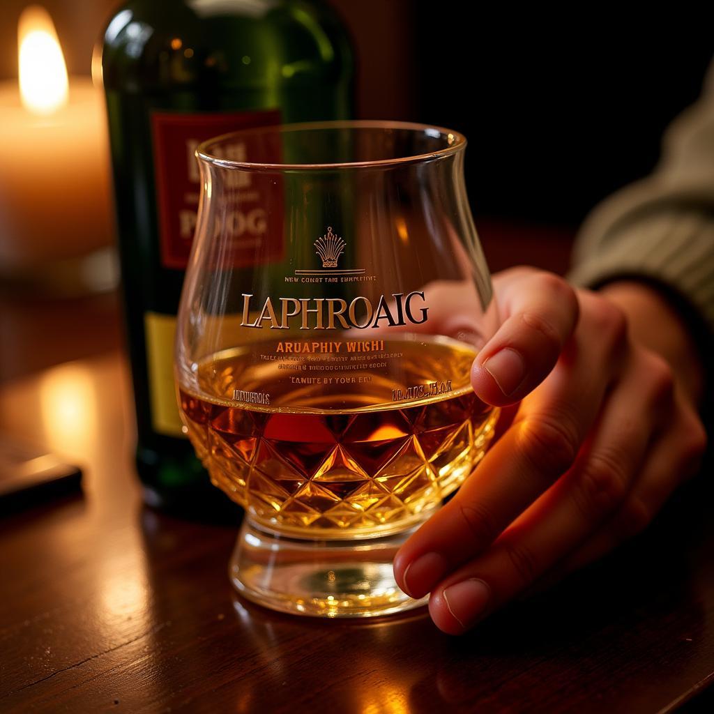 Enjoying a Dram of Laphroaig Whisky