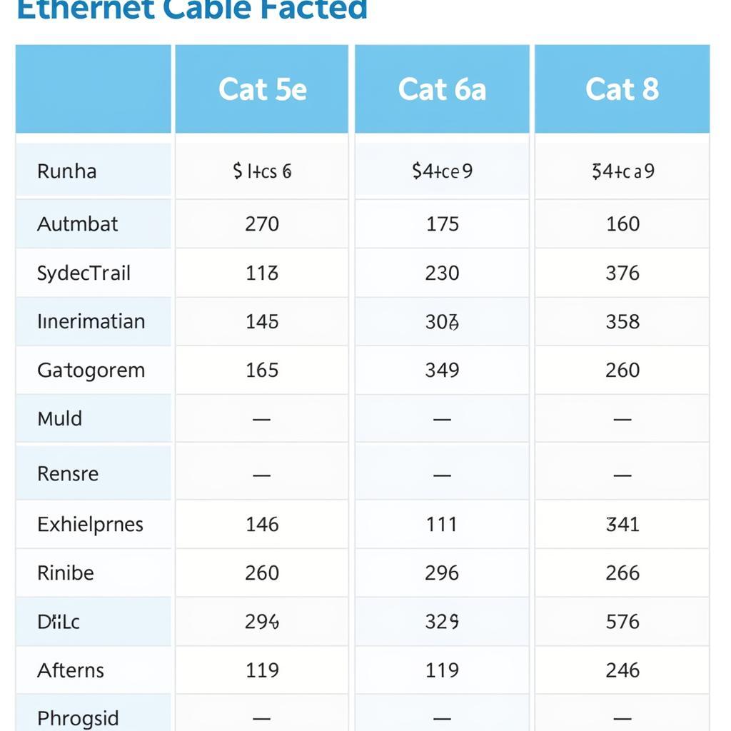 Ethernet cable categories comparison chart