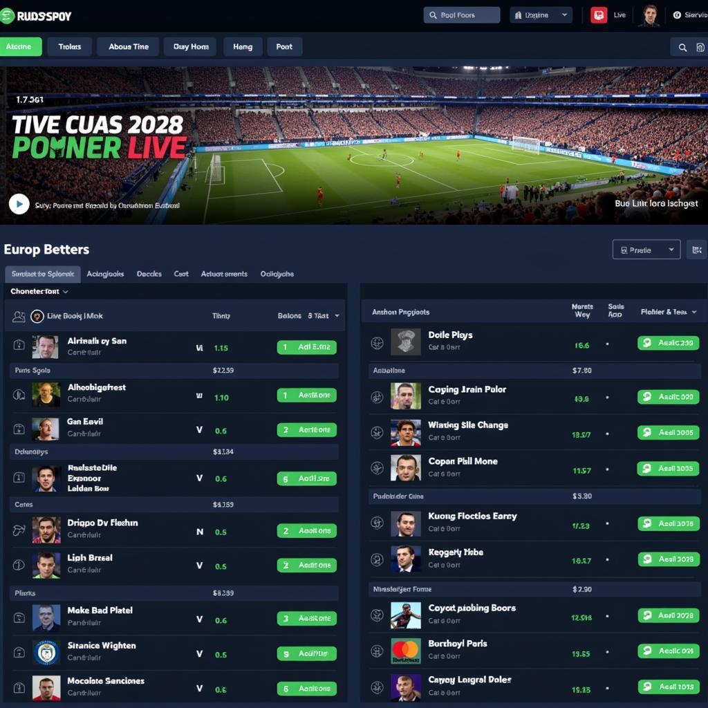 Europa Sports Live Betting Dashboard