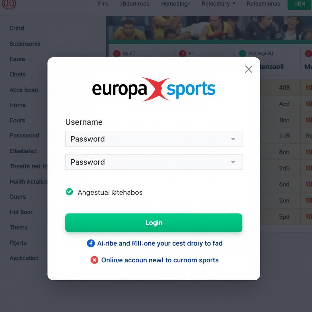 Europa Sports Login Form